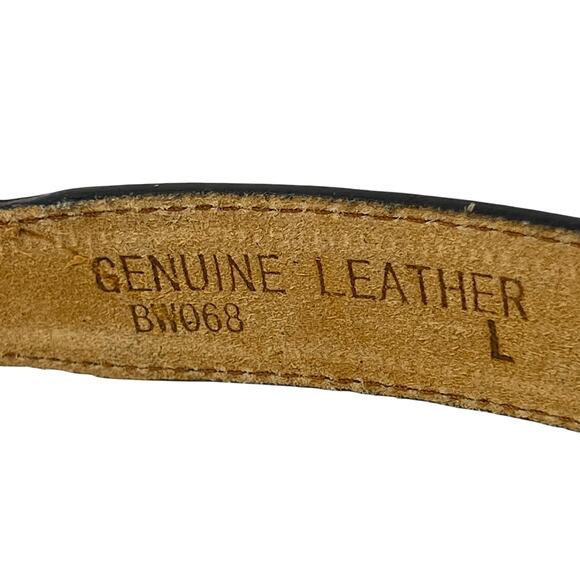 Western Style Genuine Leather Belt with Silvertone Buckle Set - Black - Size L - Picture 2 of 7